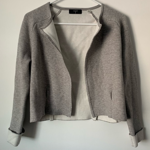 TAHARI Heather Gray Short Cuffed Sleeve Open Cardigan - Picture 4 of 8